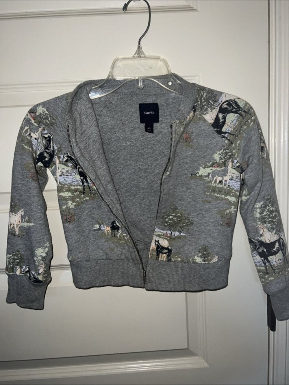 Gap Kids Equestrian Motif Fleece Hoodie Size 6-7 Sz Small Black Beauty Horse Nic